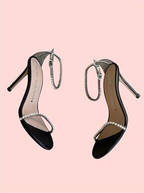 Stuart Weitzman Women's Black Nudist Glam Heels Sandal Shoes